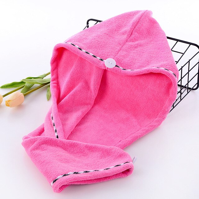 Serviette absorbante en microfibre pour cheveux secs, chapeau Turban épais pour envelopper la tête, outil de bain: Rouge