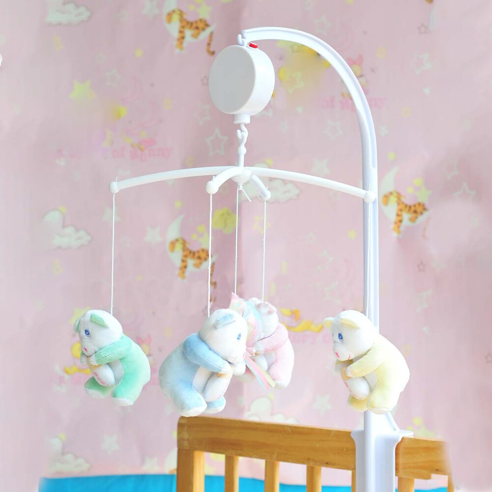 Witte Baby Wieg Mobiele Bed Bel Speelgoed Houder Arm Beugel + Wind-Up Music Box