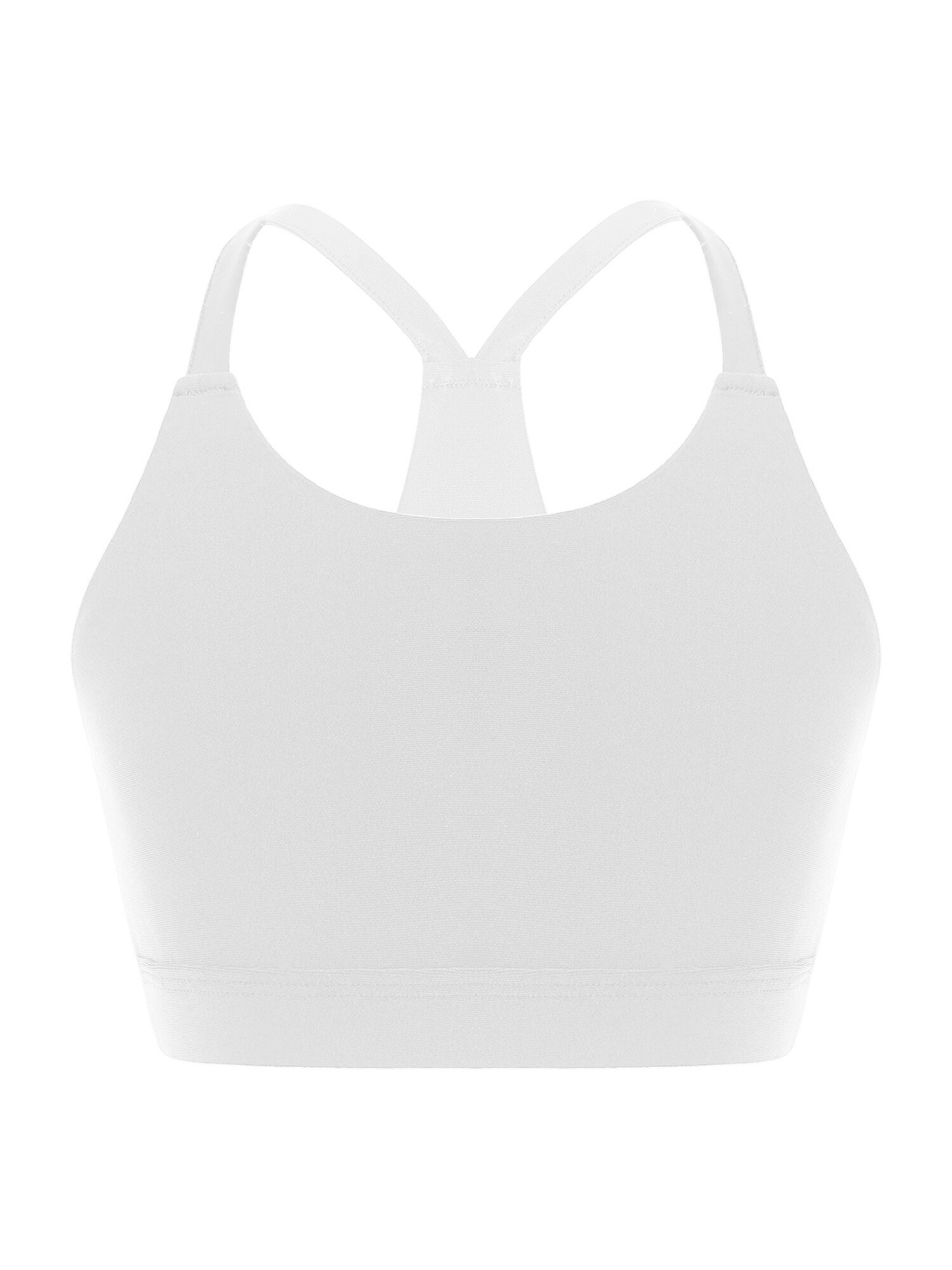 Kids Girls Cotton Round Neck Strappy Back Open Back Gym Yoga Workout Sport Crop Top Teen Dance Performance Vest Tops Costume: White / 10