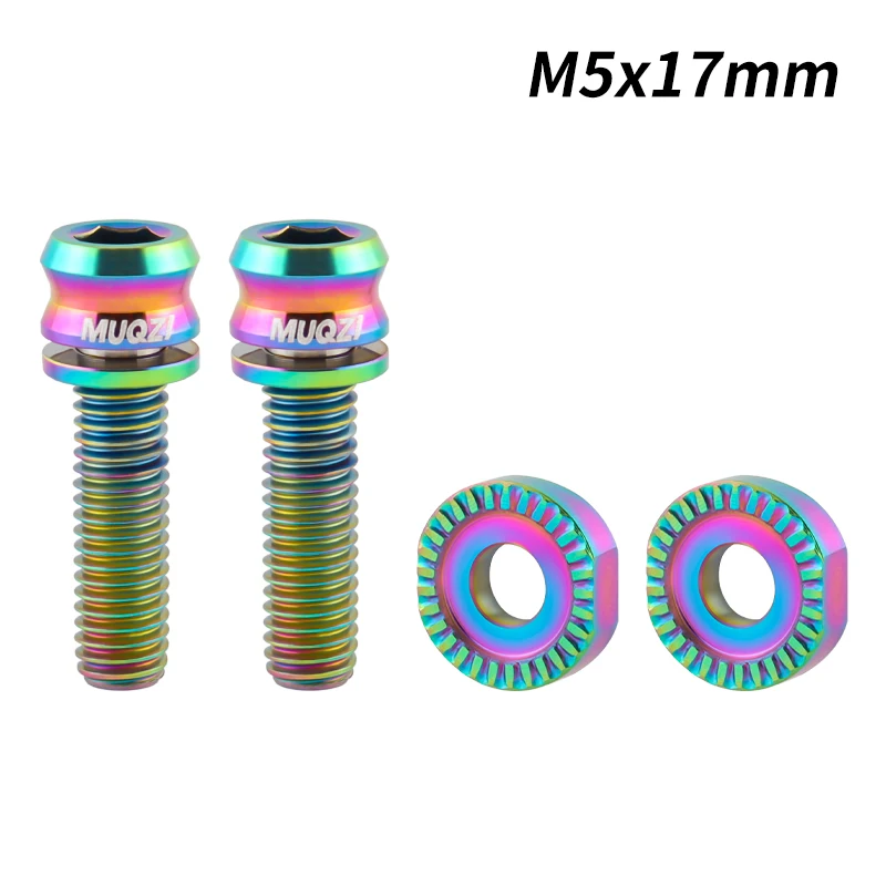 MUQZI M5 x 17 mm Schaltwerk-Titanschrauben, Rennrad-Frontschalthebelklemme, ultraleichte Schraube mit Unterlegscheibe, Fahrradschraube: Brown