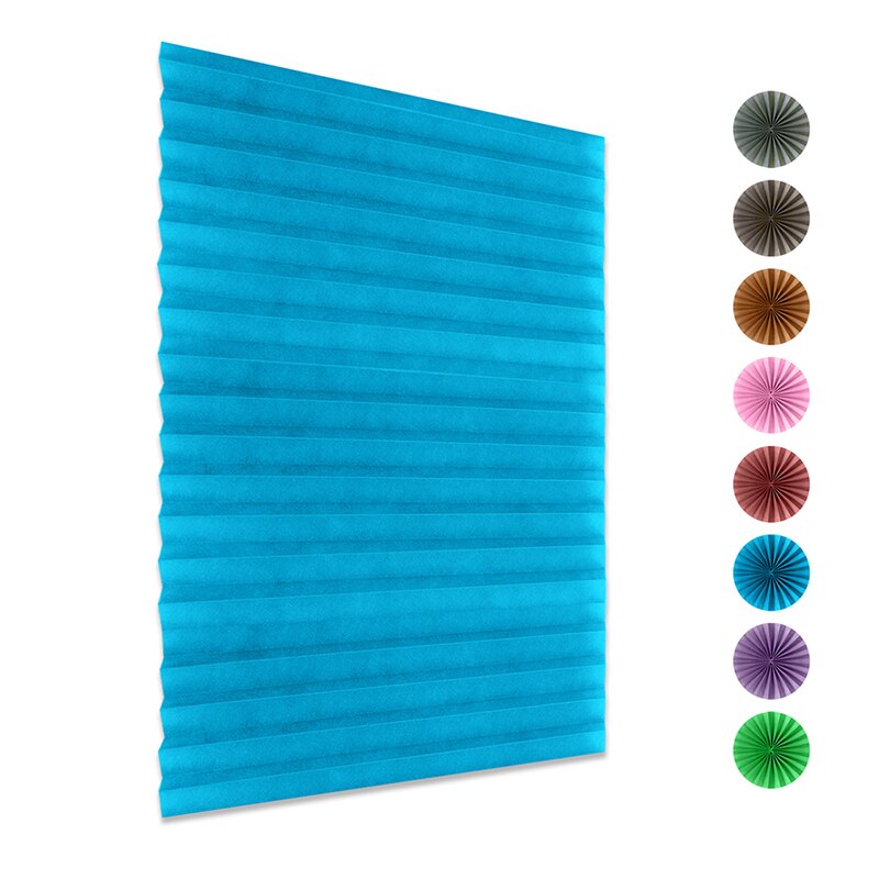 Selvklæbende plisserede persienner gardiner stue halv mørklægningsvinduesgardiner til badeværelse balkon nuancer vinduesdørindretning: Blå