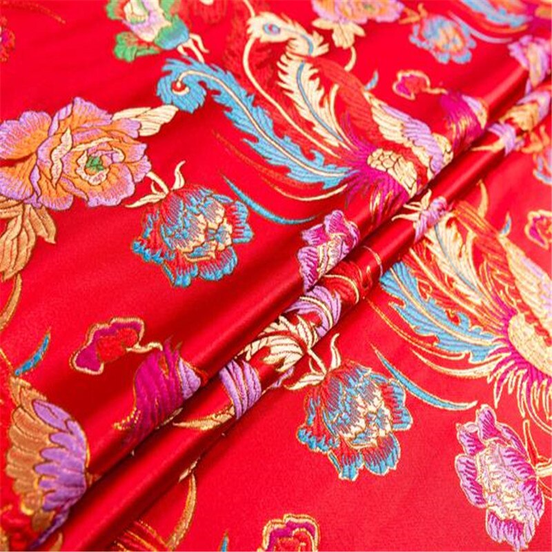 75x100cm The Male Phoenix Pursui Jacquard Pattern Brocade Polyester Fabric for Women Cheongsam