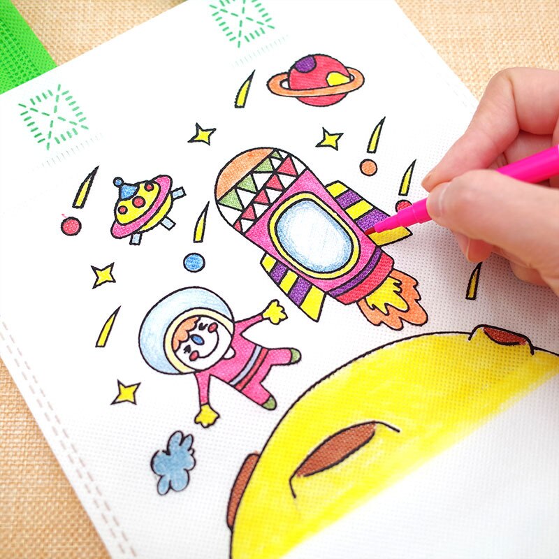 10pcs Per Bambini FAI DA TE Eco-Friendly Borsa Graffiti Giocattolo Educativo Scuola Materna Pittura A Mano Materiali Tessuto Borse Per Bambini Giocattoli Regali