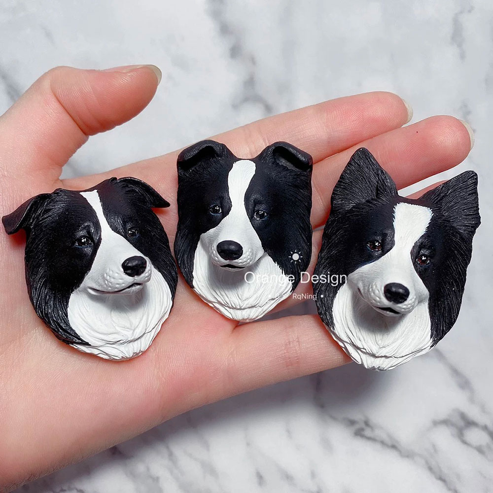 confine collie Testa di canna Stampo in silicone Sapone aroma Gesso Argilla Animale canna Compleanno Avatar Stampo per fondente Decorazione per presa d'aria per auto fai da te