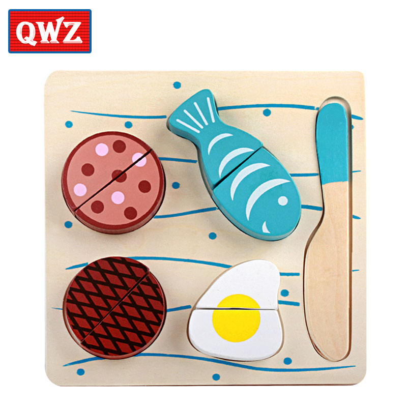 Houten Speelgoed Keuken Cut Fruit Groenten Dessert Kids Koken Keuken Speelgoed Voedsel Pretend Play Puzzel Educatief Speelgoed voor Kinderen: QWZ093-B-fish