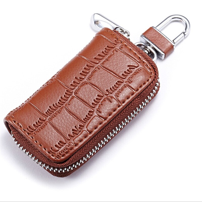 1Pc Pu Leather Keychain Small Exquisite Durable Key Wallet Men Women Portable Key Holder Organizer Pouch Car Key Bag Wallet: Khaki
