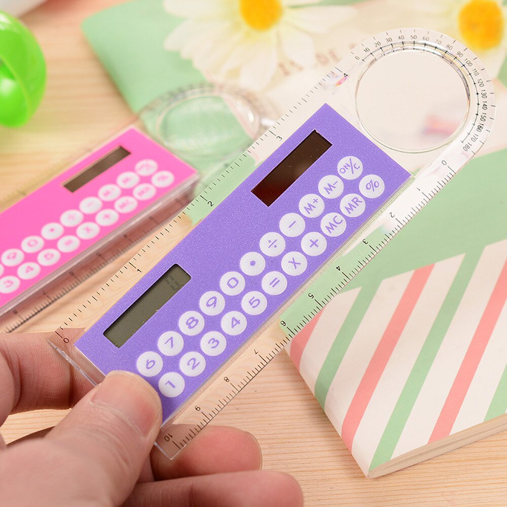 Mini Solarcalculator Multifunctionele 10Cm Liniaal Student Ultradunne Heerser Calculadora School Kantoorbenodigdheden