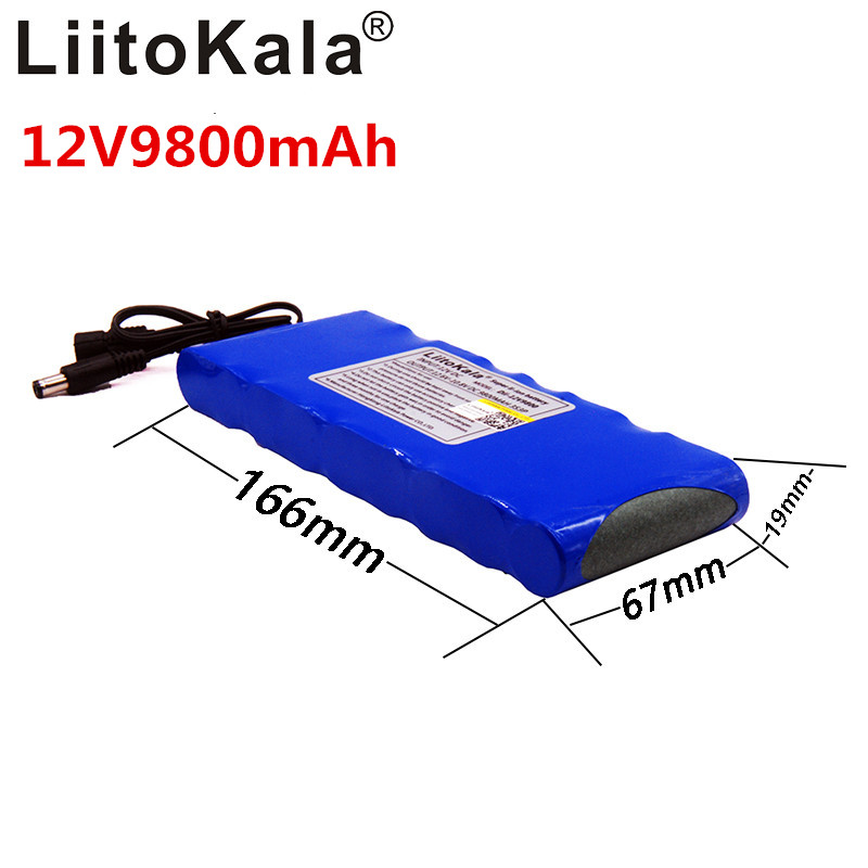 Liitokala 12 v 9800 mah Oplaadbare Lithium Batterij 3S3P Condensator DC CCTV Camera Monitor