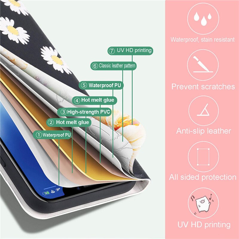 Dla Redmi 9A malowane skórzane etui z klapką do telefonu Xiaomi Redmi 9A M2006C3LG M2006C3LI etui z miejscem na karty stojak okładka książki