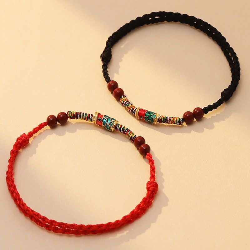 Pulseras de la suerte de pez Koi de cinabrio púrpura Natural tejidas a mano, brazaletes con dijes de bendición de cuerda roja para hombres y mujeres, para Amiga