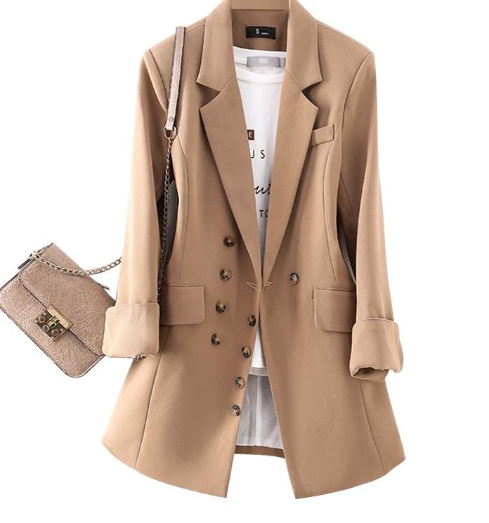 Lauri Laki bureau dame Blazer femmes solide à manches longues costume Blazer manteau rétro noir kaki Blazer veste automne: Kaki / S