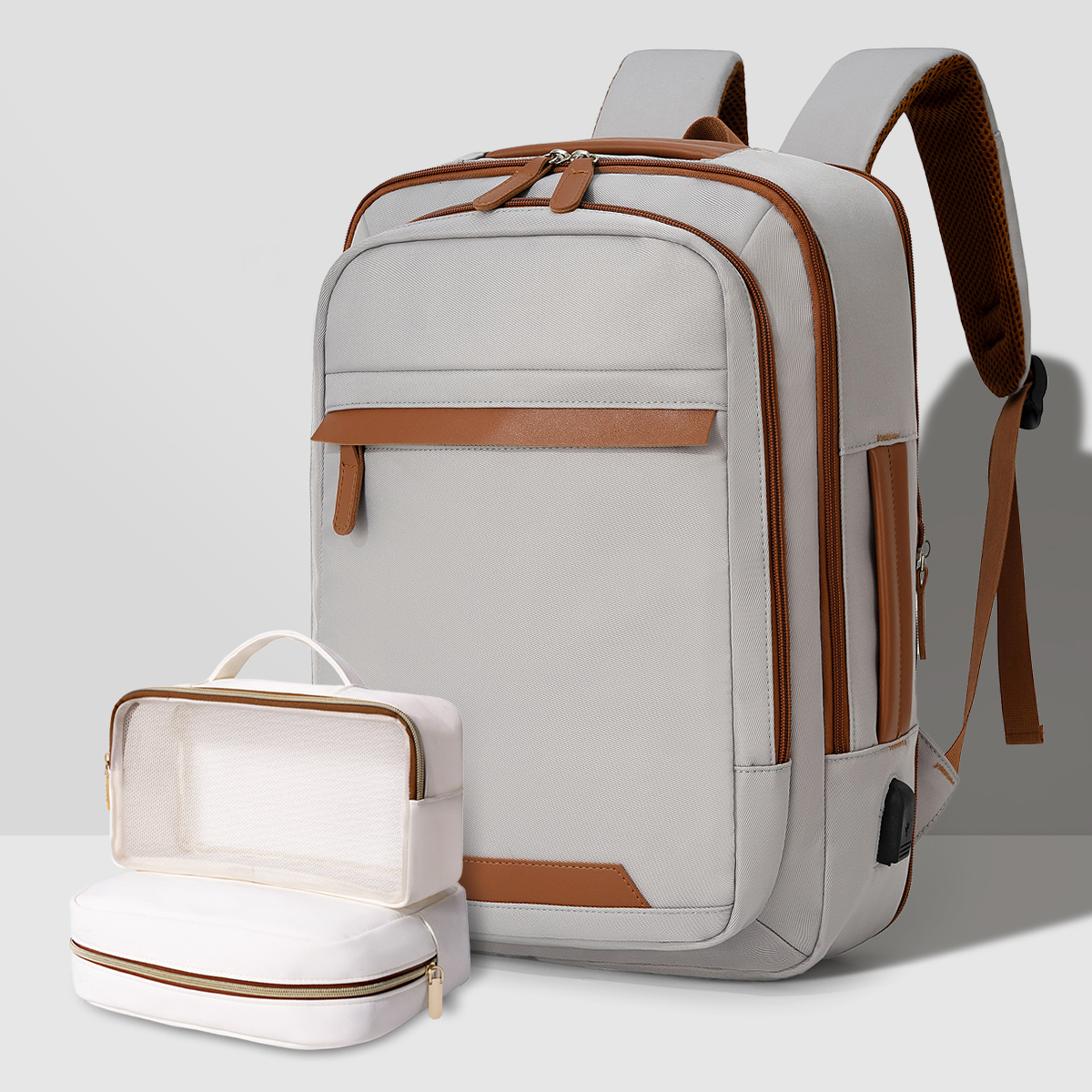 High USB Rechargeable Backpack Men's Waterproof Bag Large Laptop Backpack Unisex School Bag Youth Backpack: Clear