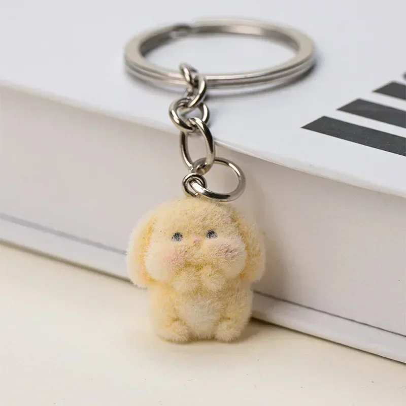 3d tegneserie-flokkende katte og mus-nøgleringe nøglering dyrenøgleringe til kvinder mænd bilnøgler gør-det-selv smykker kawaii kat: Elfenben