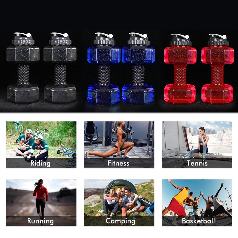 Mancuernas de plástico de gran capacidad, para gimnasio, deportes acuáticos, bicicleta, Camping, botella de ciclismo, jarra ecológica