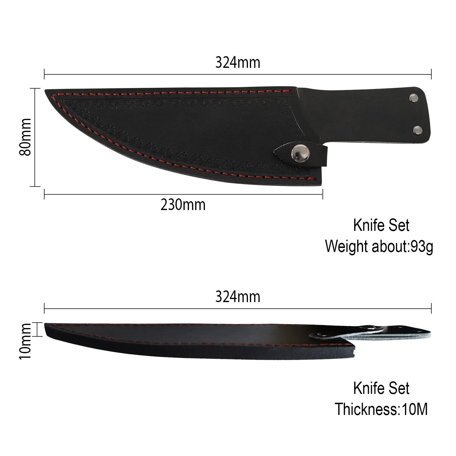 XYJ 8 Inch Leather Chef&#39;s Knife Sheath with Belt Loop Knife Case for Kitchen Knife Blade Guard Protector Black Chef Knives Cover