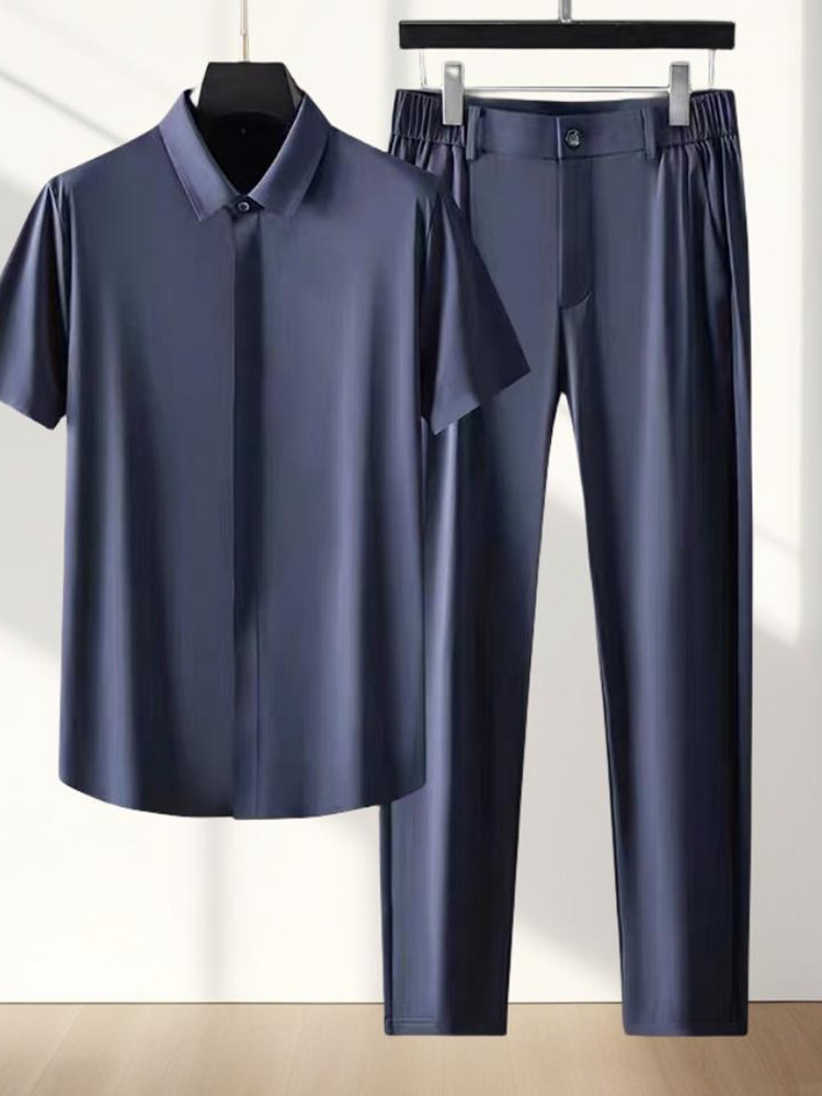 Traje deportivo de seda de hielo para hombre, conjunto informal, relajado, cómodo, transpirable, de , de talla grande, novedad de verano 2024