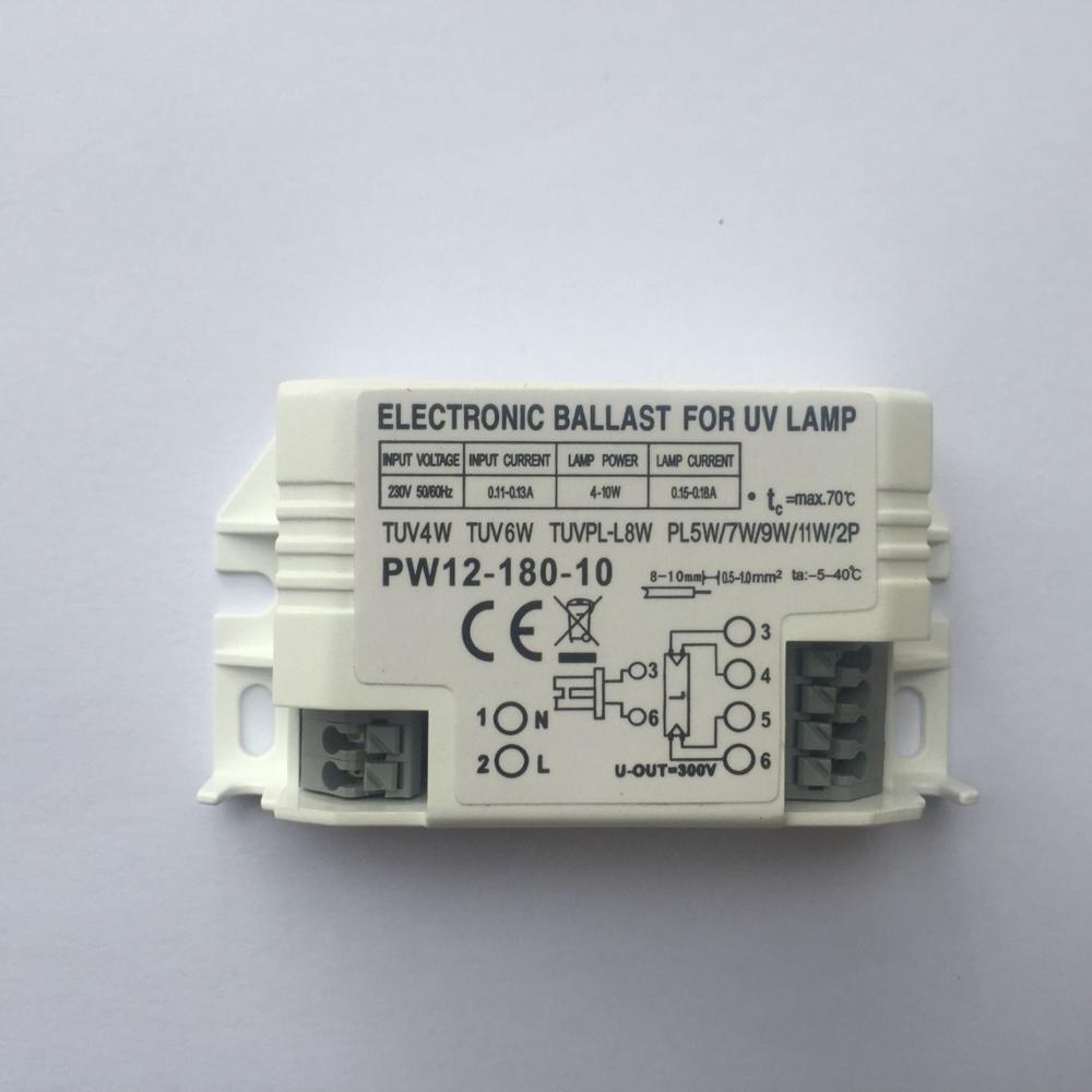 Balastro electrónico de lámpara germicida de PW12-180-10 230V 4W 6W 8W para lámpara PL5W 7W 9W 11W y 2P [certificado de CE