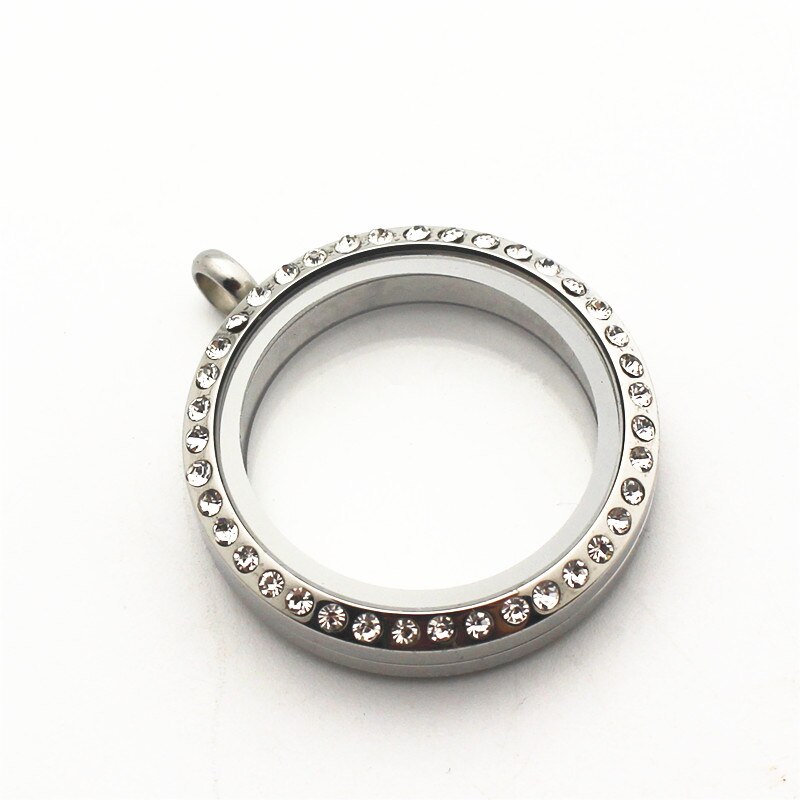 30mm crystal Pendant floating locket Stainless steel floating charms memory lockets for Necklace locket bracelet women jewelry