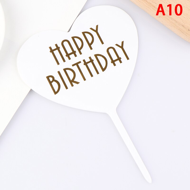 1 Stuks Gelukkige Verjaardag Acryl Cake Topper Dessert Bakken Party Decoratie Roze Blauw Jongen Of Meisje Geslacht Onthullen Cupcake Topper: 8