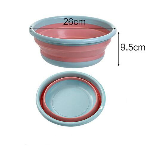 Rund sammenfoldelig håndvask udendørs rejse transportabel fortykket resistent plastvask multifunktionel hængende skridsikker håndvask: Blå s