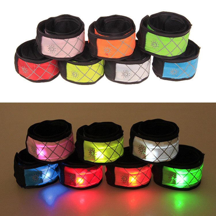 Nylon LED Sports Slap Luminous Toy Wrist Strap Band Wristband Light Flash Bracelet Glowing Armband for Children Kids