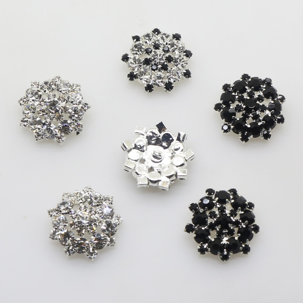 10 st/lot 22mm silver metallknappar diamant strass knapp diy för bröllop dekoration sömnad kläder knappar
