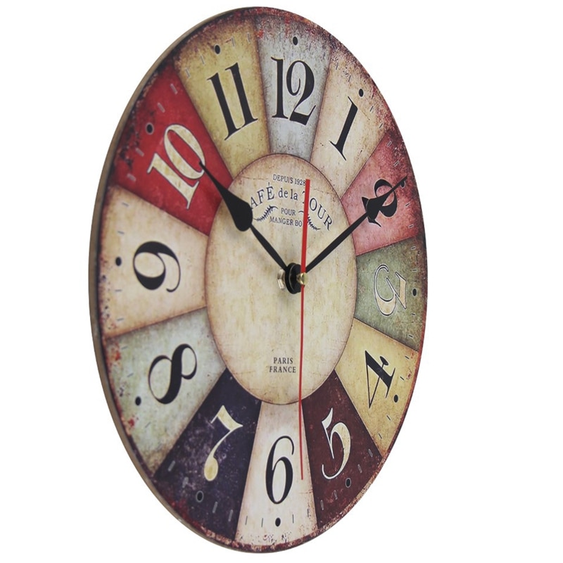 Reloj de pared de madera Timelike moderno Vintage rústico Shabby Chic hogar Oficina café reloj grande artístico de decoración