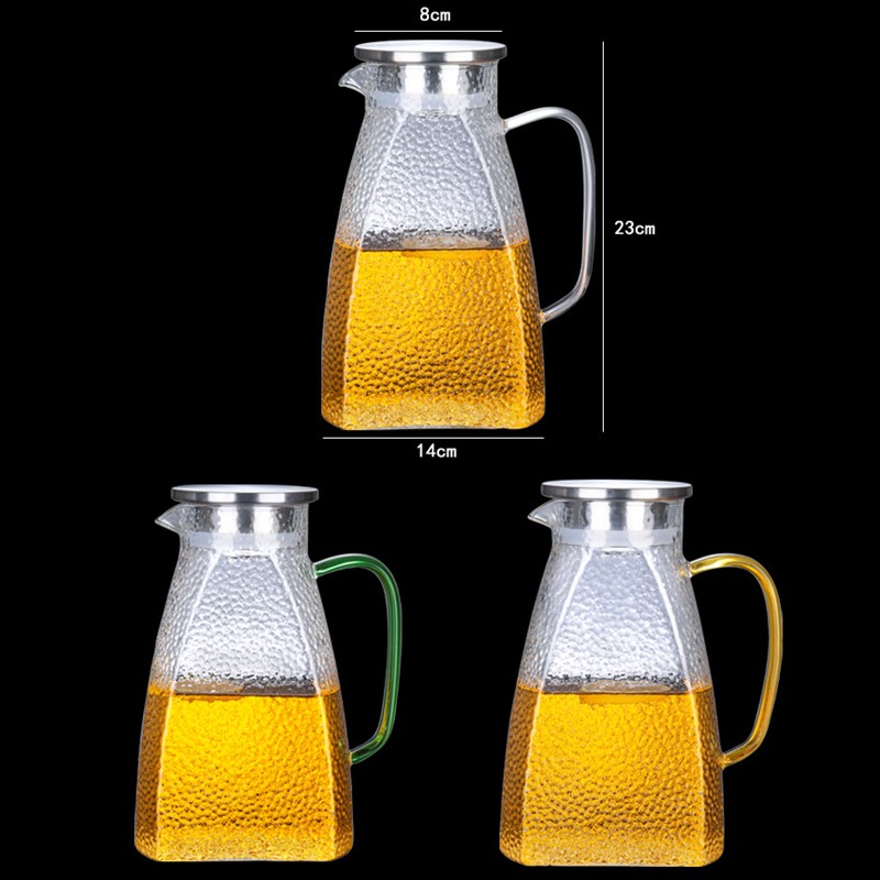 Przezroczysty szklany pojemnik na zimne napoje o dużej pojemności odporny na ciepło sok dzbanek robić mleka lodówka fajna butelka wody Drinkware 1500ML