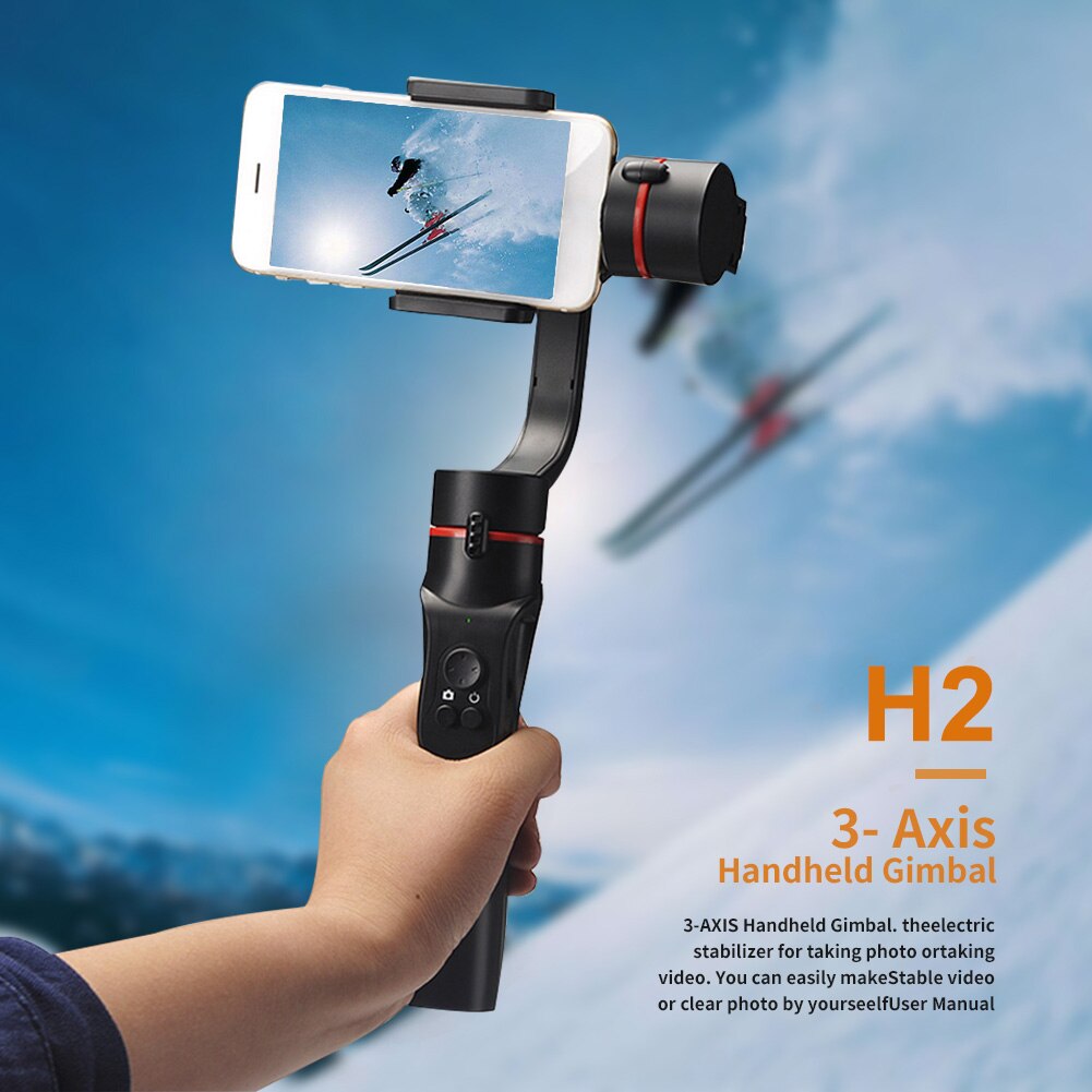 H2 3 Achsen Video Rekord Unterstützung Verlängerung Selfie Einstellbar Richtung draussen Smartphone Stabilisator Handheld Gimbal USB Ladung