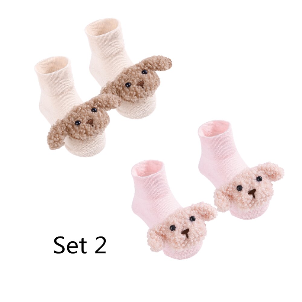 2 Paires/lot -Né Bébé Chaussettes Bébé Chaussettes En Coton Bébé Filles Belle Antidérapant Chaussettes Courtes Vêtements Accessoires Pour 0-12 Mois: Set 2