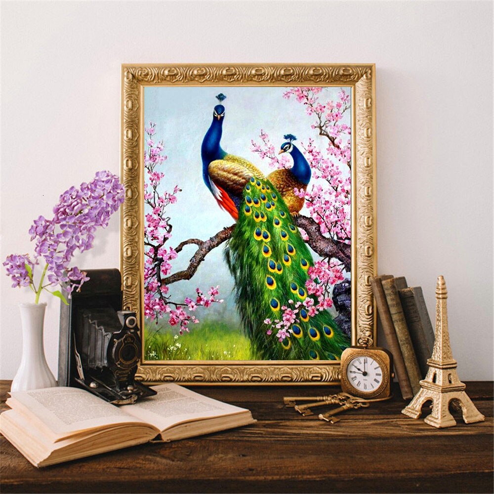 Huacan 5D Diy Diamant Schilderen Volledige Display Pauw Diamant Borduurwerk Vol Vierkante Mozaïek Foto Van Steentjes Home Decor