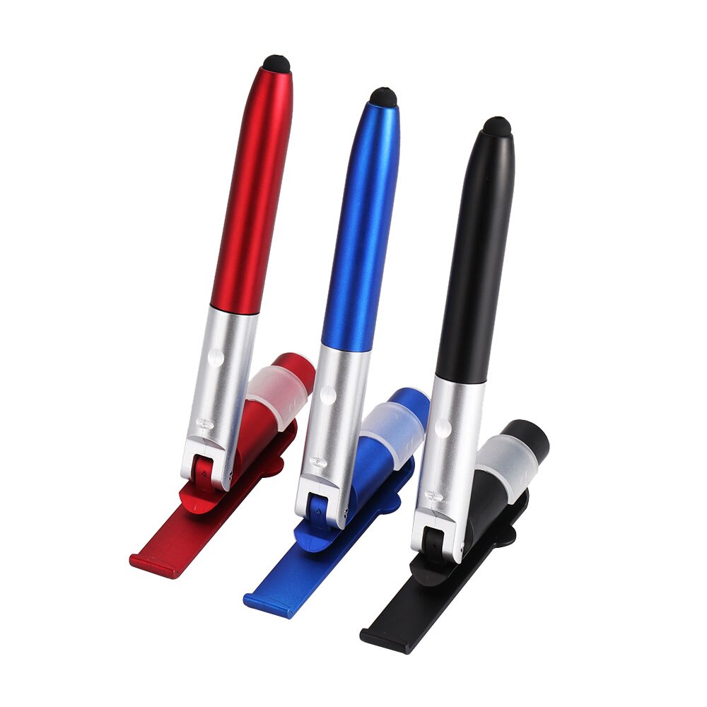 Simple Portable 4-en-1 lampe de poche stylo stylo à bille pliable stylet pour téléphone Portable utile multi-fonction support pour téléphone veilleuse