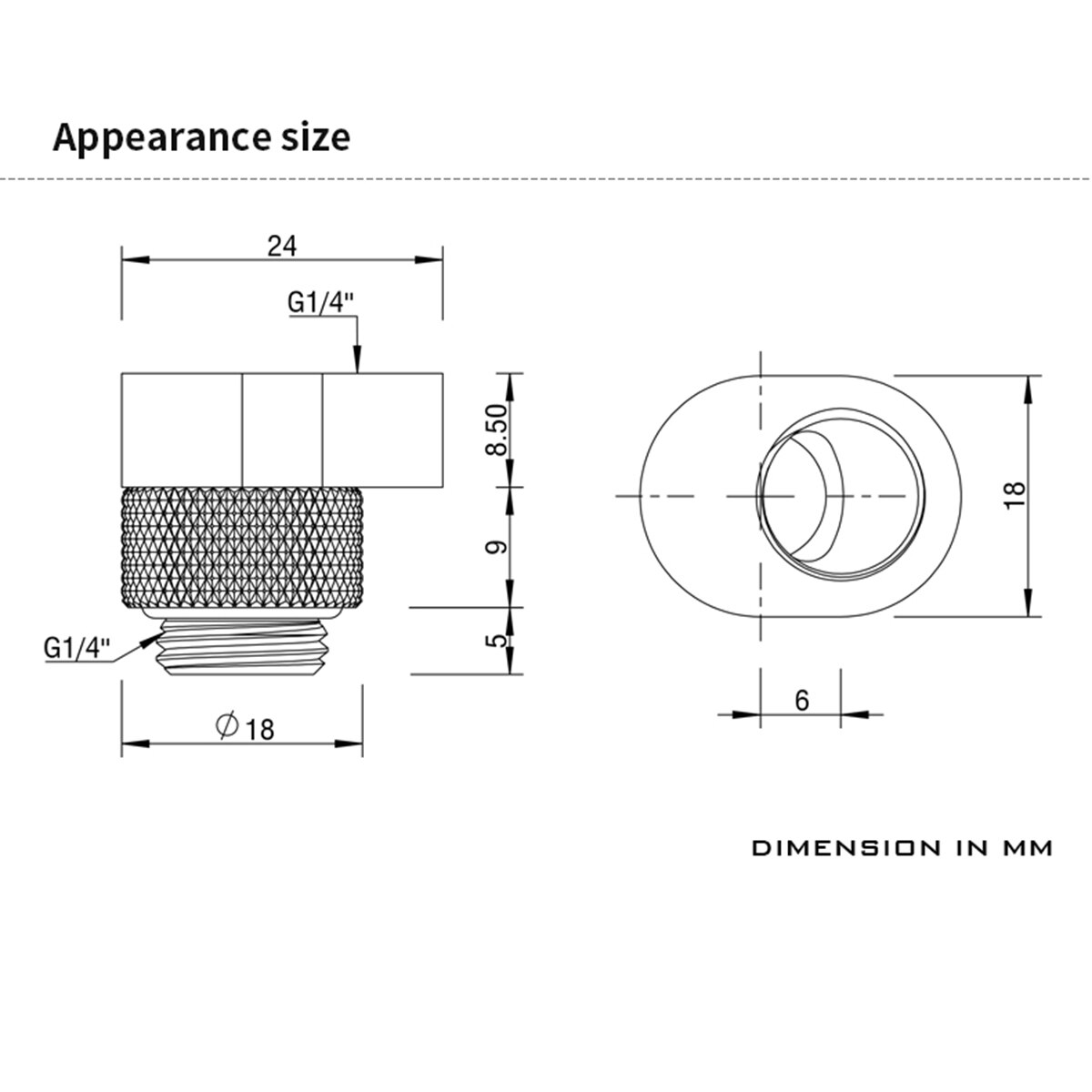 Barrow G1/4" 360° Rotary Offset Adapter Male to Famale 6mm Fitting for Computer Water Cooling System(Mini Pom Fittings)