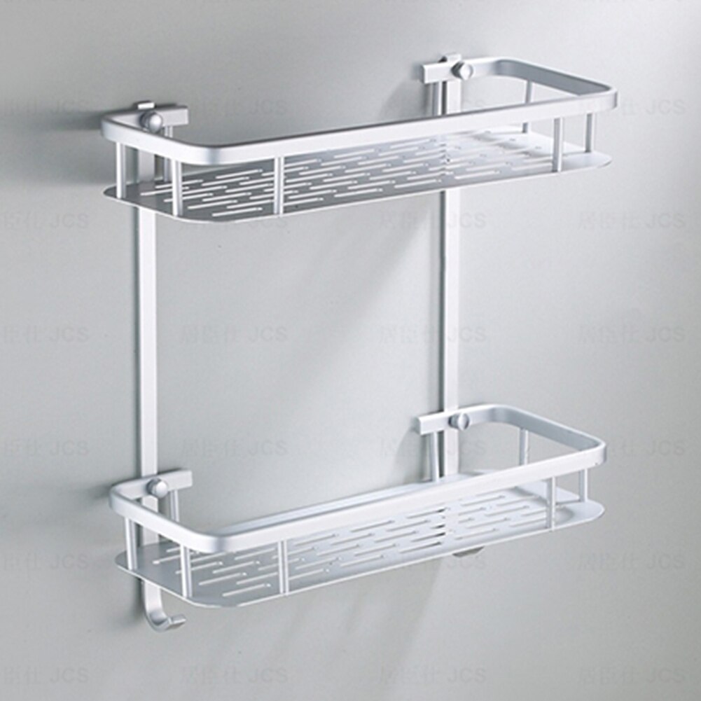 Raum Aluminium Badezimmer Regal Dusche Shampoo Seife Kosmetische Regale Bad Zubehör Lagerung Organizer Rack Halter: double-deck