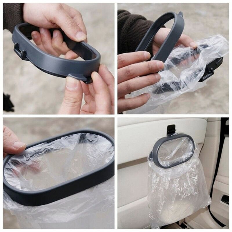 Durable Foldable Car Trash Bin Frame Auto Garbage Organizer Holder Bag Bucket