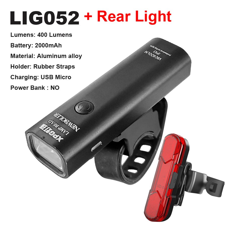 NEWBOLER – lampe de poche pour vélo 1000 Lumen, ensemble de feux avant et arrière, étanche, phare vtt, 4800mAh, accessoire de cyclisme: LIG052 Rear Light
