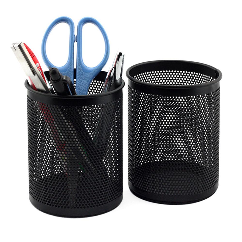 Round Mesh Metal Multifunction Pen Holder Round Circular Pencil Pencil Stationery Holder Container Organizer Office Supplies