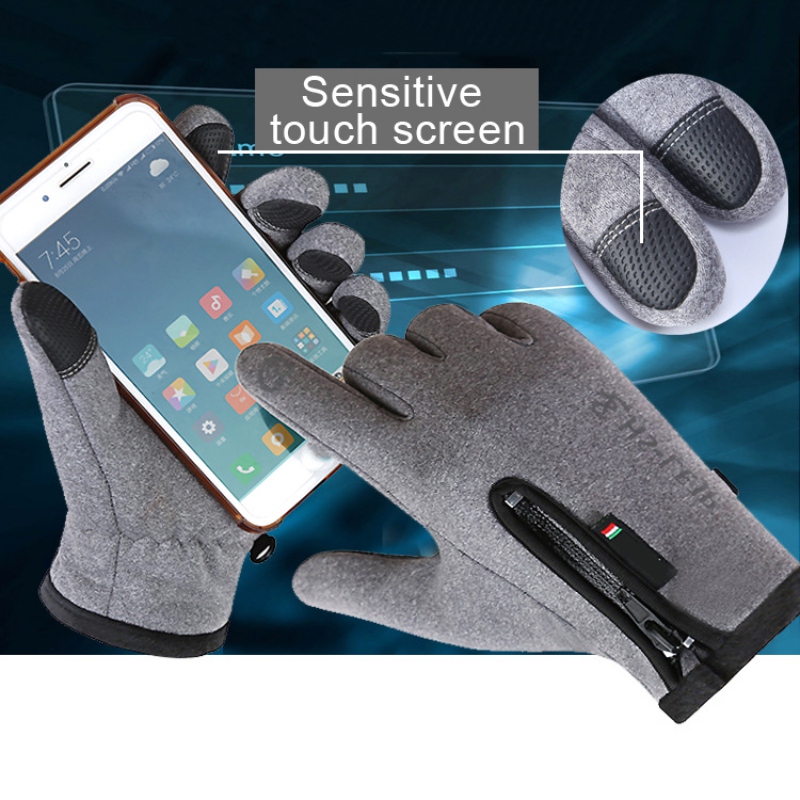 Winter Motorhandschoenen Fietsen Rijden Handschoen Skiiing Handschoenen Touch Screen Rits Windstopper Thermische Fleece Full Vinger Handschoenen