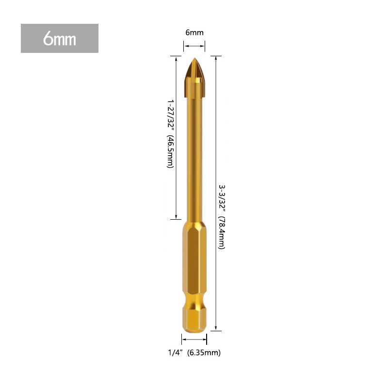 Concrete Twist Tile Drill Bit for Ceramic Tile 6mm Tungsten Carbide Drill Bit Universal Indestructible Cross Hex Tile Drill Bits: Red / 140mm