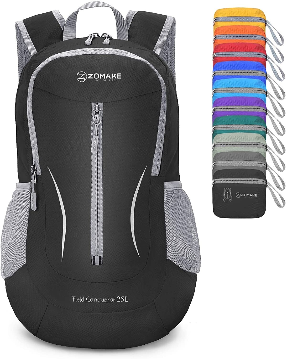 Zomake-Mochila pequeña, ligera de 25 litros, puede sostener, adecuada para mujeres y hombres: Black