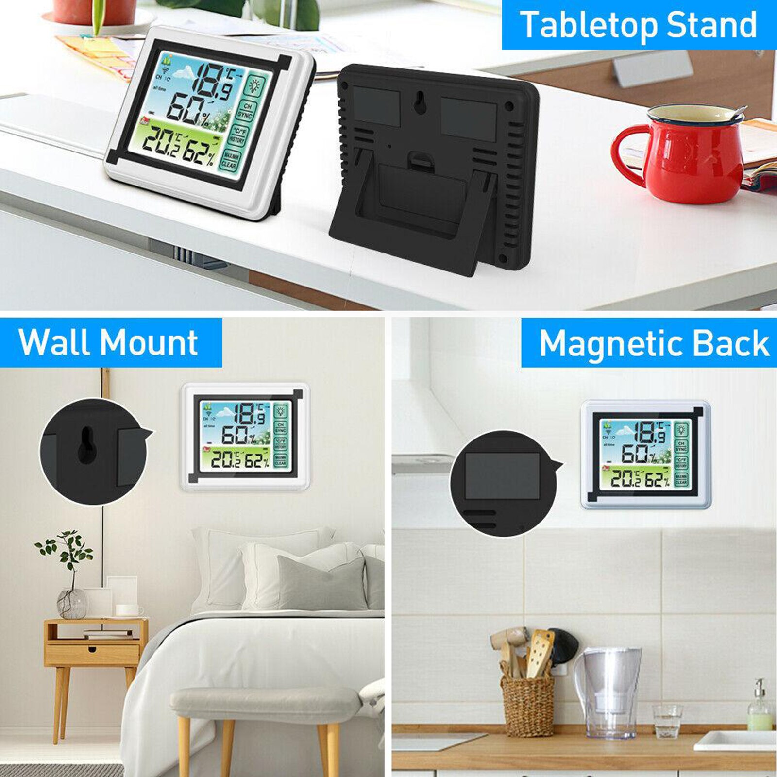 Digital Thermohygrometer Temperature Meter Humidity Monitor Weather Station