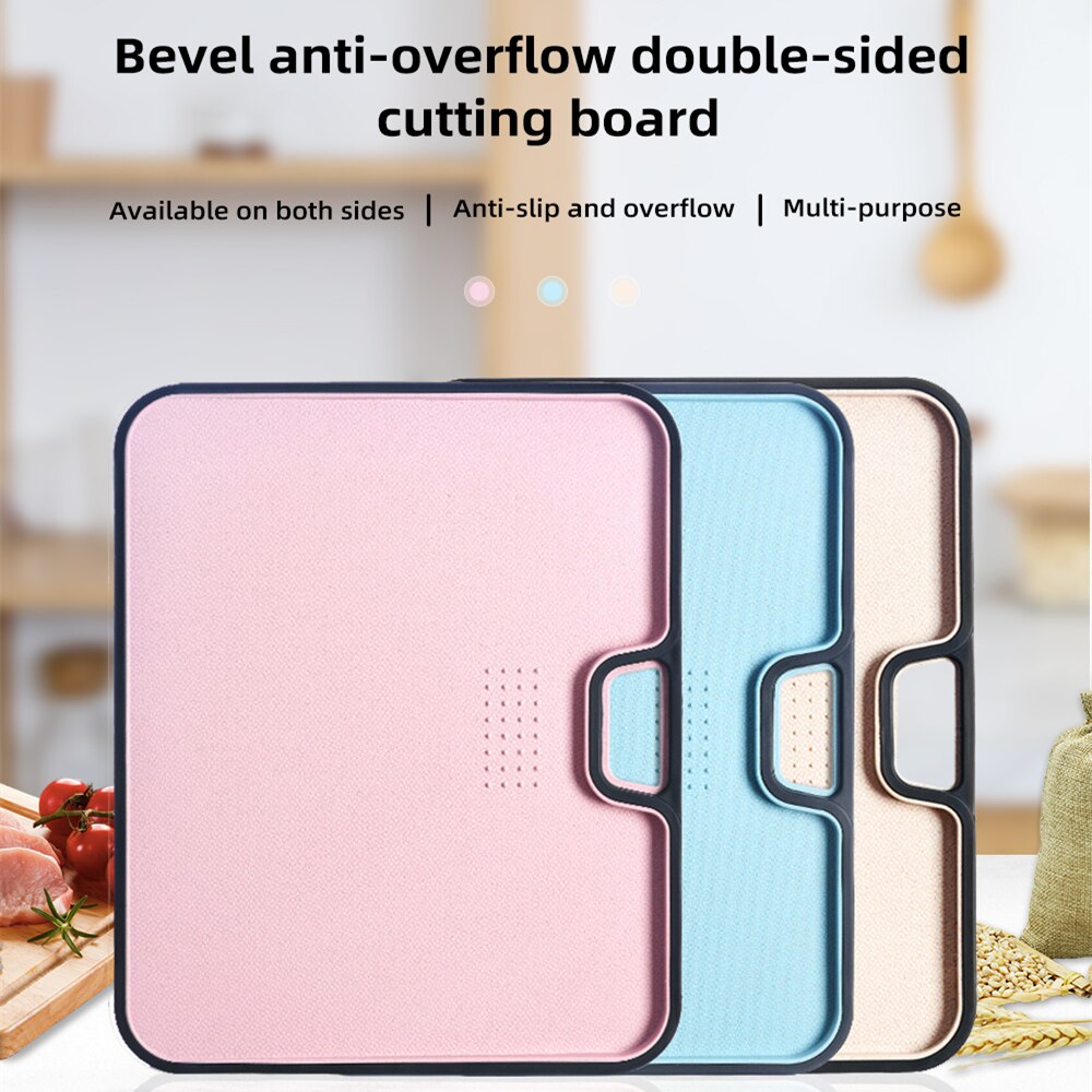 XYj Kitchen Cutting Chopping Board Can Hung Anti-Overflow And Anti-Slip Double-Sided Cooking Tools Wheat Straw Cutting Board