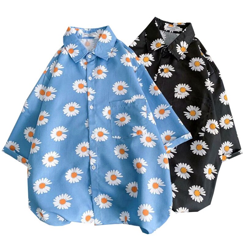 herren Hemden Japan Stil Streetwear Blume Hemd Männlichen lässig Männer Kleidung Sommer Tendenzen Männer Hemden