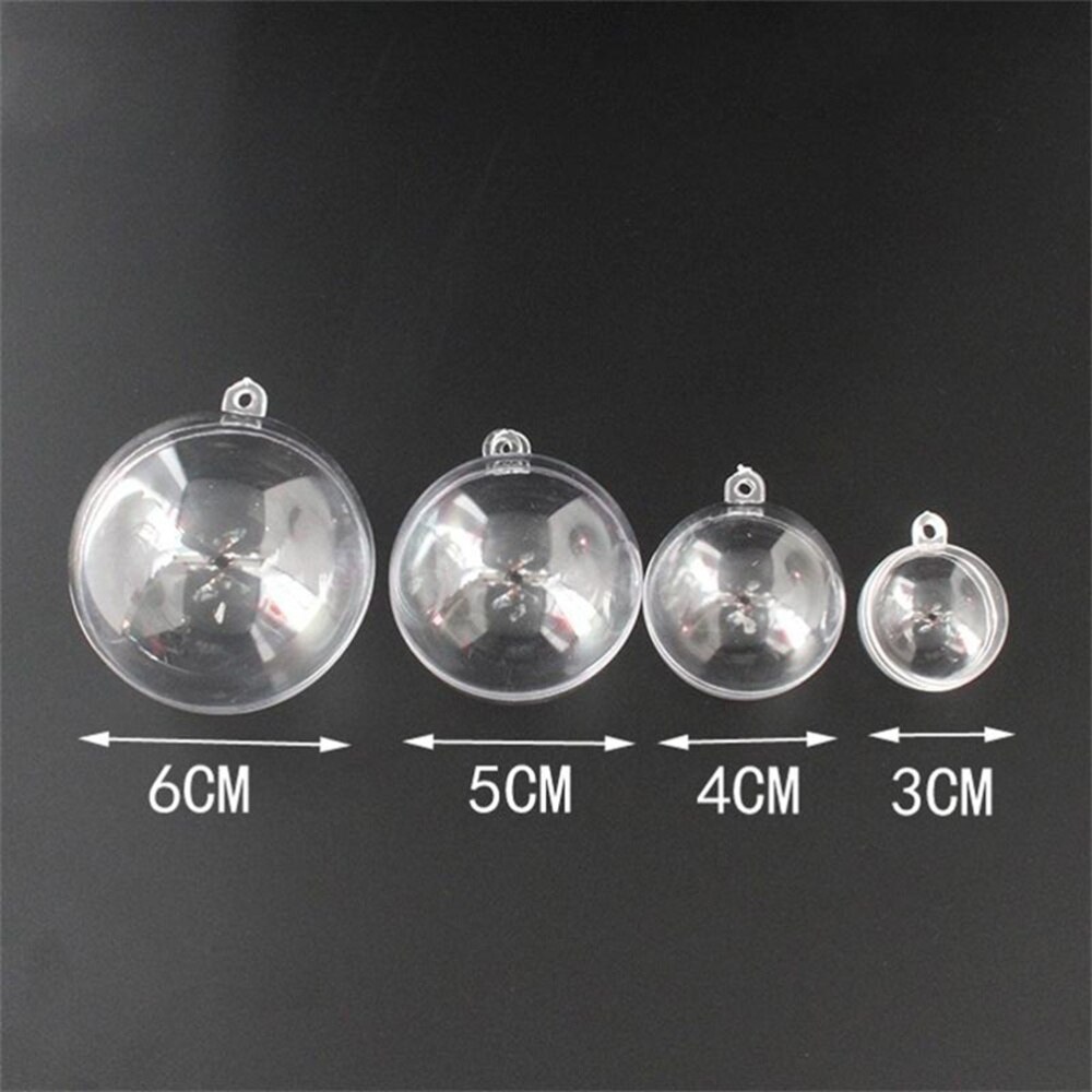 12Pcs 6cm Transparent Plastic Ball Fill-able Hollow Sphere Snap-On Ball Xmas Hanging Ornament Party Wedding Decor