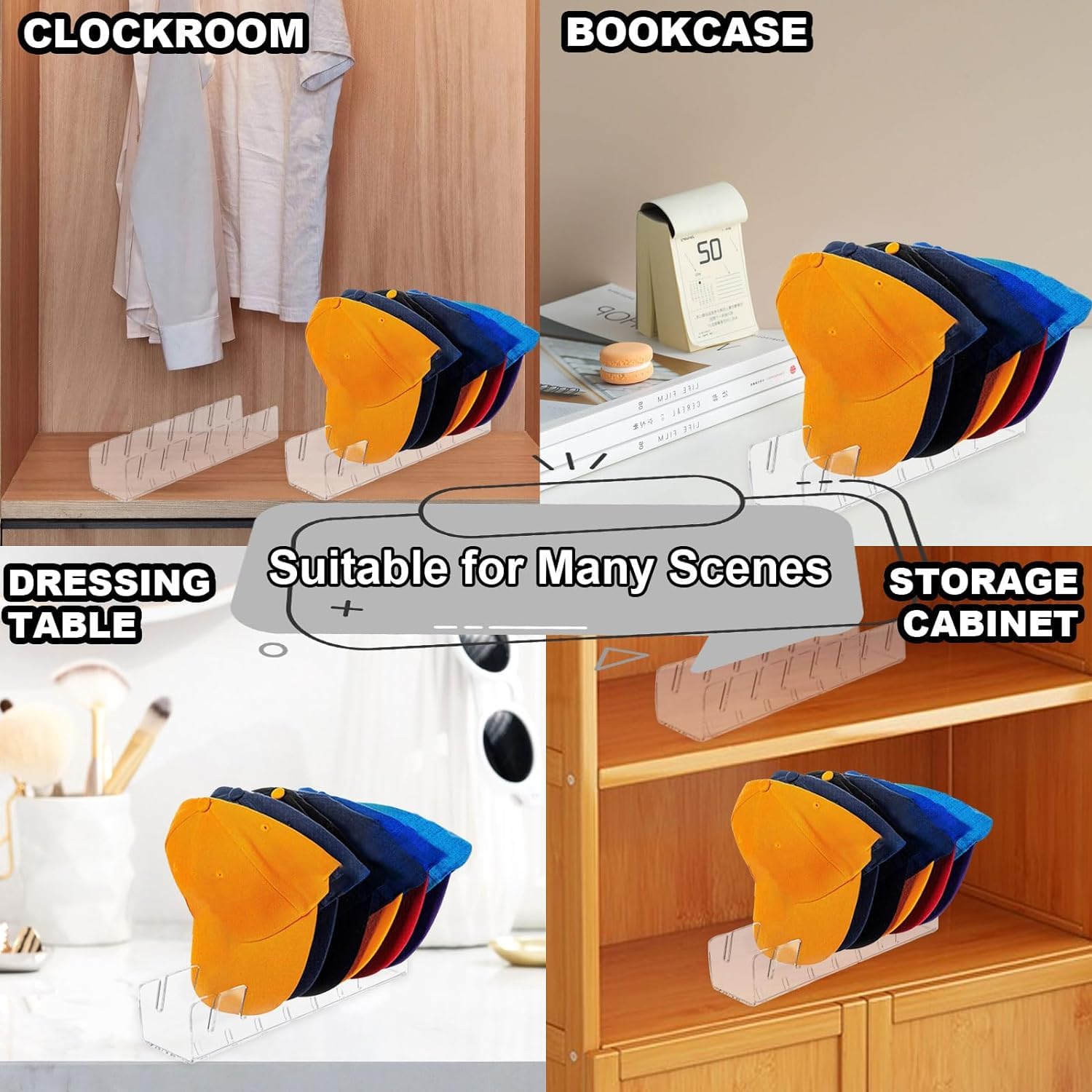 Organizador de sombreros acrílico, soporte para gorras de béisbol, organizador de sombreros para gorra de béisbol, soporte para gorras de béisbol, exhibición para dormitorio