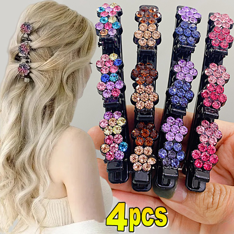 2/4pcs Korean Fixed Headband Hairpin Double Layer Braided Hairpin Hair Hoop Broken Hair Clip Women Hairpin Lazy Hair Accessories