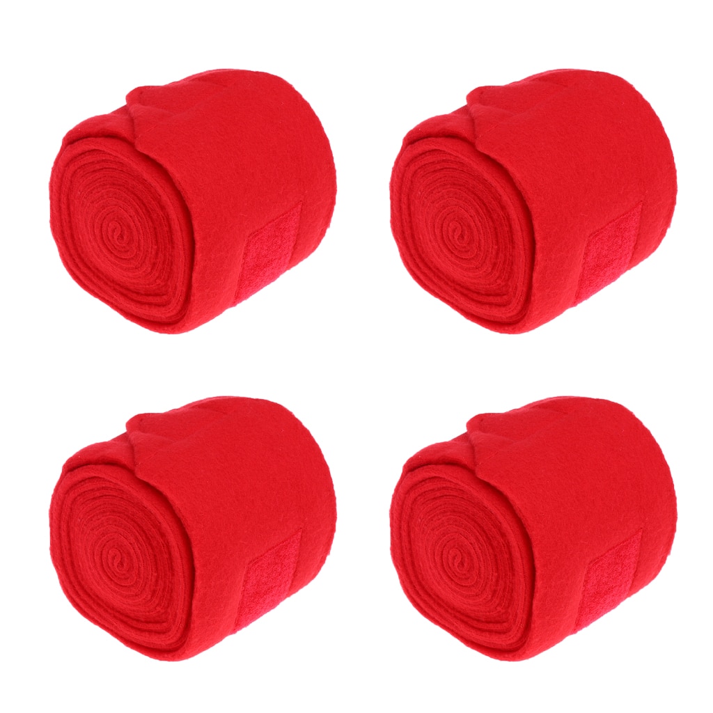 4pcs Soft Fleece Horse Leg Wraps Equestrian Horse Care Leg Brace Strap 240cm