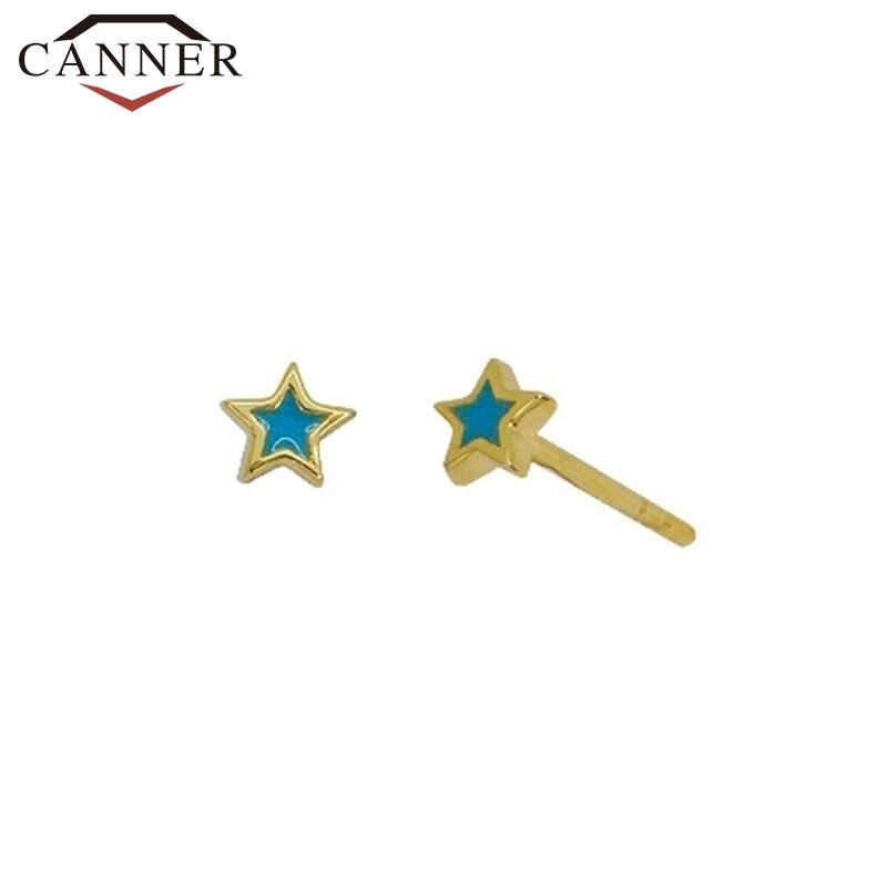 Mignon minuscule géométrique lune étoile boucles d'oreilles pour fille 925 en argent Sterling Mini INS or boucles d'oreilles étudiant bijoux: star