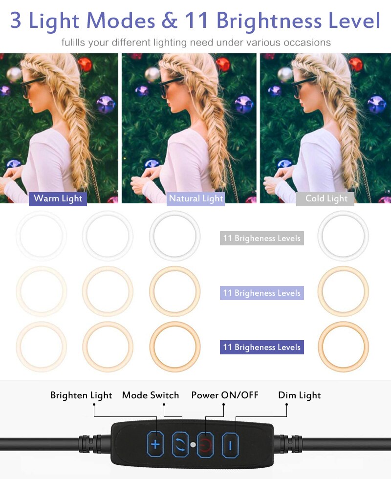 10 zoll 26cm USB Ladegerät Neue Selfie Ring Licht Blitz LED Kamera Telefon Fotografie Verbesserung Fotografie Für Smartphone Studio