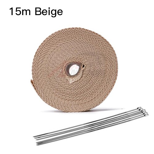 1.5mm*50mm*10m Heat Exhaust 10M Pipe Heat Shield Thermo Turbo Wrap Tape For Intake Intercooler Reflective Insulation Kit W1: 5x15m Beige